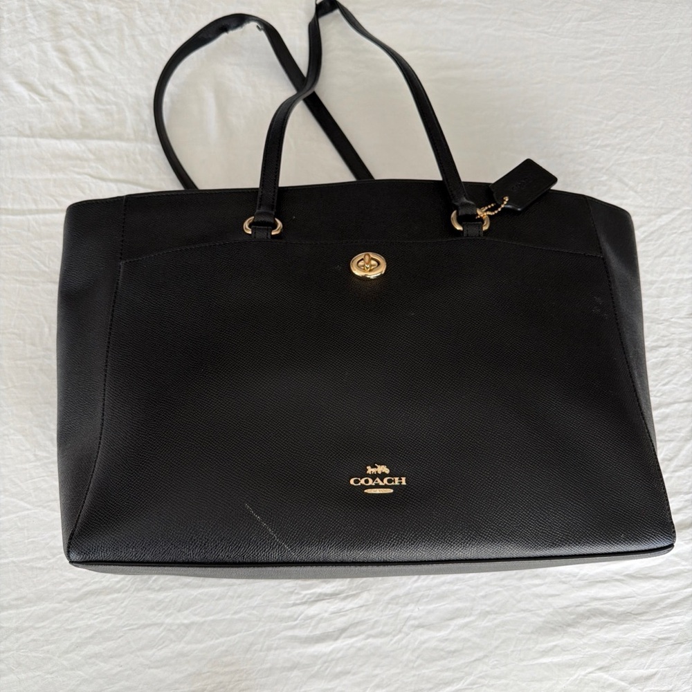 Coach Black Tote with Gold Accents